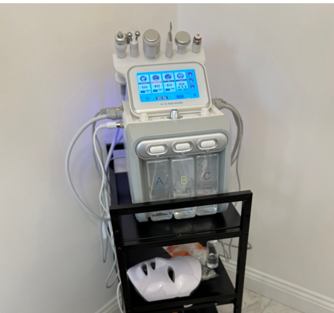 A skin treatment in progress at The Luxe Clinic